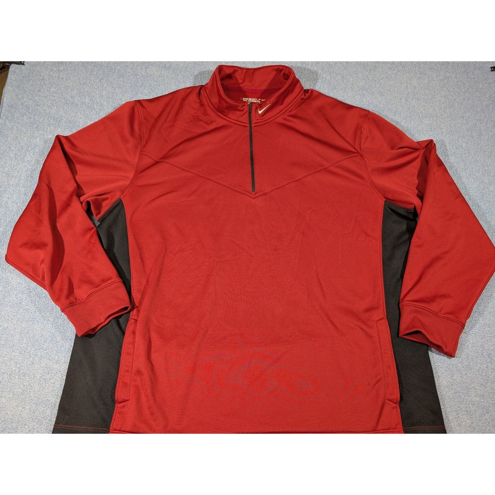 Nike Golf Therma-FIT 1/4 Zip Pullover Red Black 619822-651 Mens 3XL